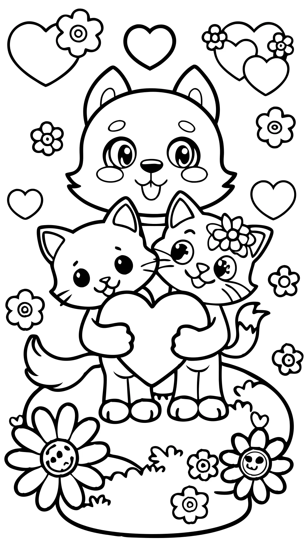 coloriage de la Saint-Valentin heureux mignon